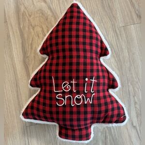 Let it Snow Plaid Christmas Tree Pillow